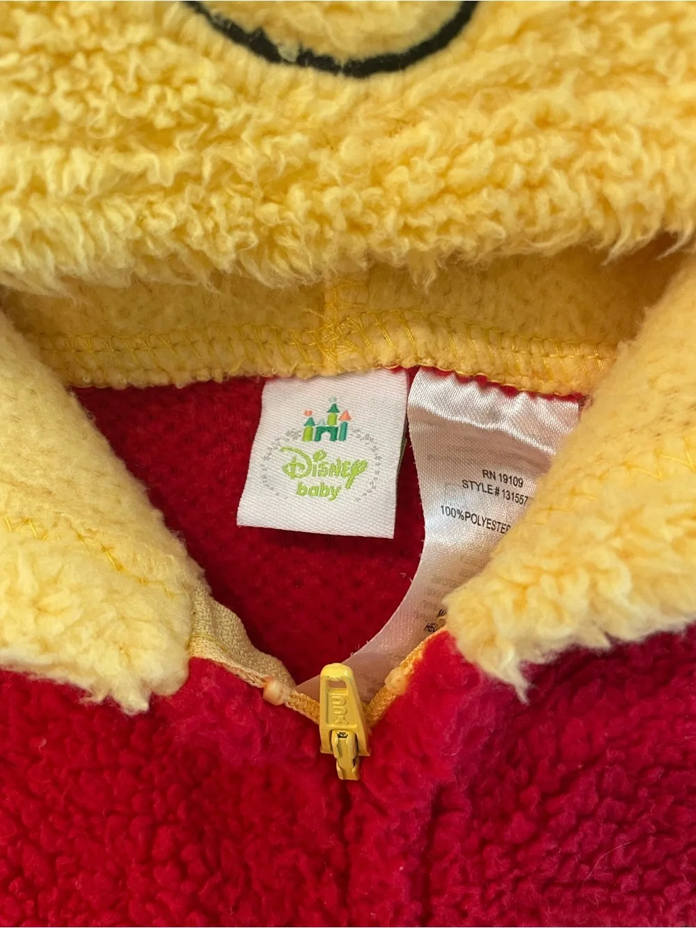 Winnie the pooh Disney baby zip up jumper costume Fleece Size 18 Months